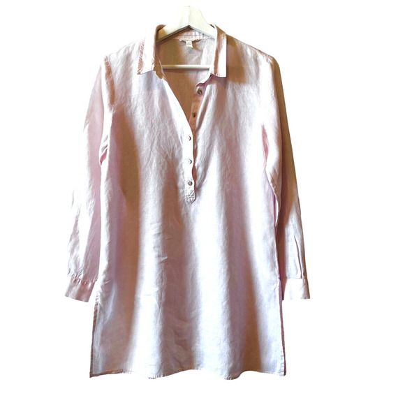 Eileen Fisher Tops - Eileen Fisher 100% Organic Linen Tunic Top Womens Size X Small Light Pink